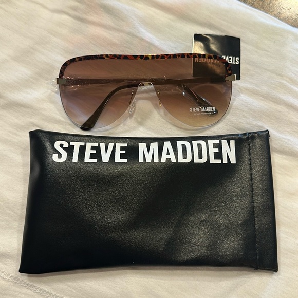 Steve Madden Leonel Sunglasses Brown Metal Frame Lightweight Rectangular Womens - Picture 8 of 11